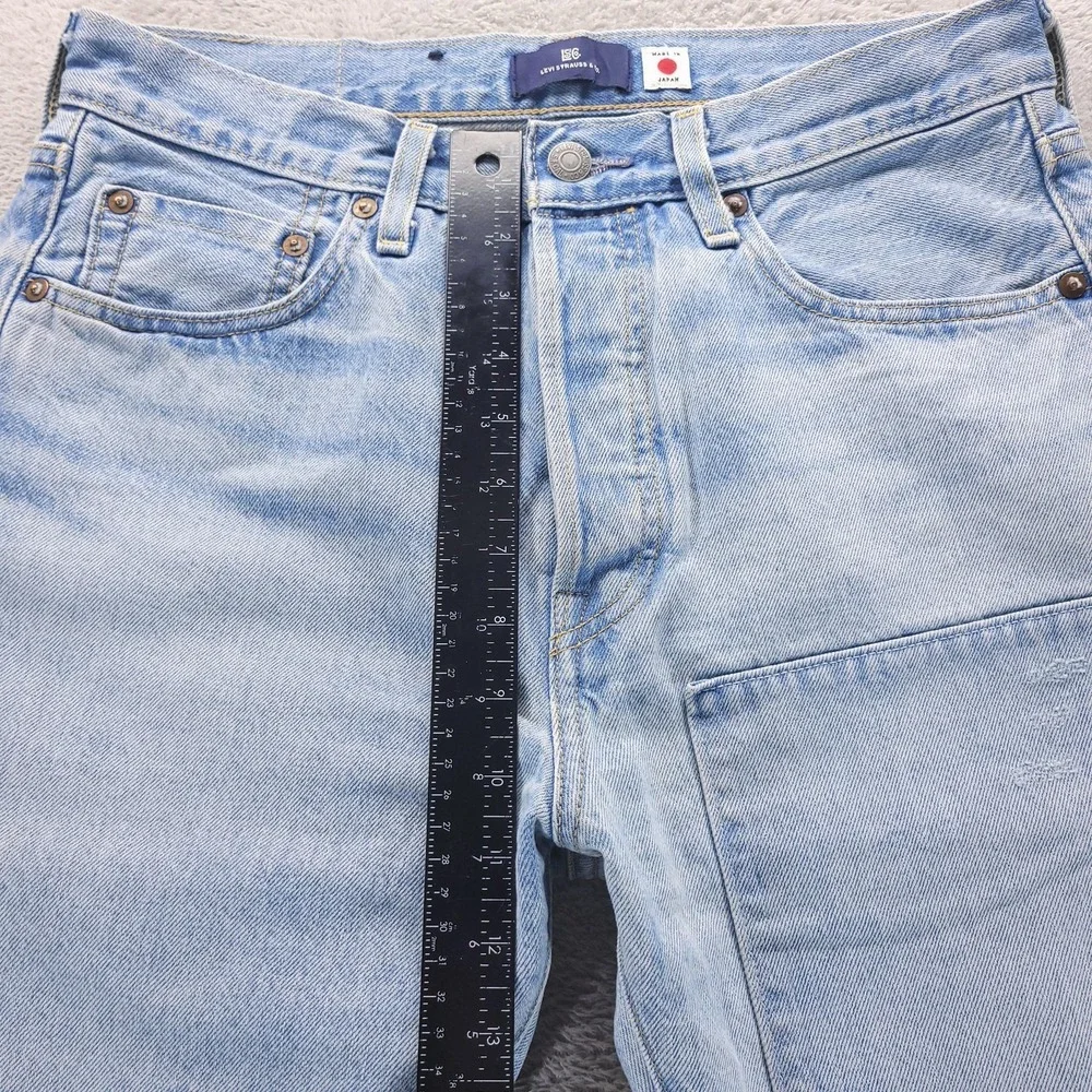 Levi's Jeans Mens 29x32 Blue 501 Straight Made in Japan Selvedge Patchwork Dist